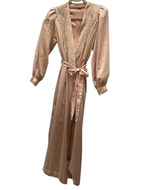 Christian Dior Lingerie Paris France Vintage 80s Pink Champagne Sateen bathrobe